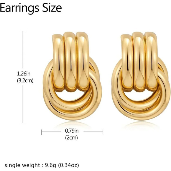 ❤️Women Chunky Gold Earrings Stud Geometric Dangle Drop Earrings  for Women - Picture 6 of 7